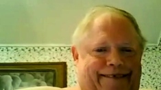 fat grandpa jerking off on the bed