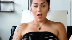 Stacked brunette goes solo toys and masturbation