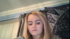 Young Omegle Blonde Gets Bored And Plays With Pussy