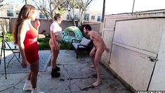 Lady Valencia - Backyard Boot Ballbusting