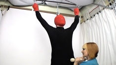 Femdom fetish mistresses fuck bdsm loser with strapon