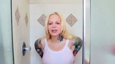 Horny big boobed fat chubby busty blonde