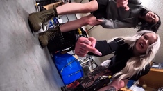 Hot brunette foot fetish play