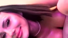 Cute amateur brunette naughty in solo jerking show on camera