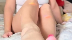 Brunette solo honey shows her masturbating skills