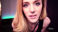 Close up with teen blonde sex doll rubbing her cunt