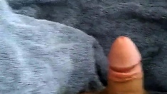 Fat Amateur Strokes Small Cock and Shows Balls