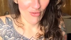 Amateur Busty Brunette Masturbates And Does Hand Job