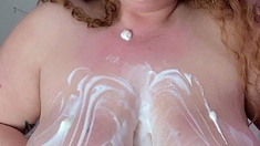 Close up cock jerking solo