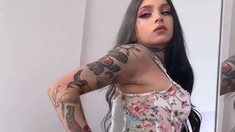 Stacked brunette goes solo toys and masturbation