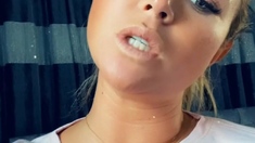 Brunette amateur babe strips off and masturbates