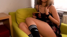 Horny brunette tight teen ass hole for hardcore hammering