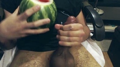 Asian Man Fucks a Watermelon