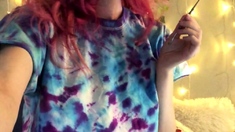 European amateur redhead masturbates on webcam