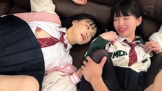 Asian hotties suck group sex