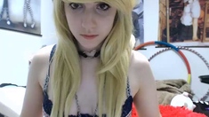 Curly Blonde Teen Records Solo Dildo Masturbation More at