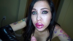 Cumshot on big boobs for slut tit fucking in hd