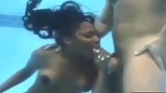Black Beauty Blows 2 Big Cocks Underwater