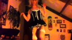 Crossdresser Dildo And Dance!