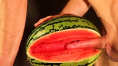 water melon cum - fucking a melon and cumming