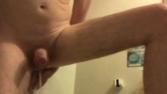 Shower head insertion enema prostate cum milk and wank