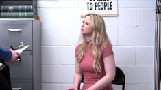 Cute blonde fucks her way out of the charges